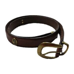 Vintage LEATHER BROWN Belt‎ Mens Golf Medallions Preppy Casual
